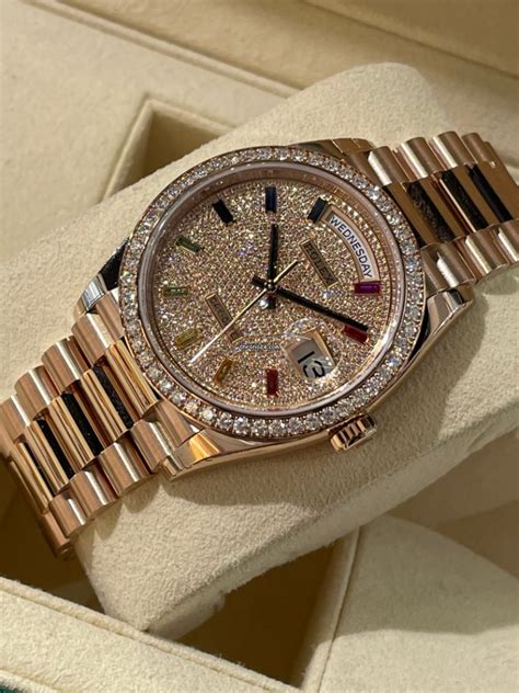 rolex day date diamond rainbow|rainbow diamond Rolex price.